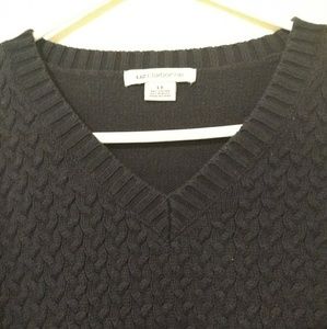 Navy blue knitted v-neck sweater